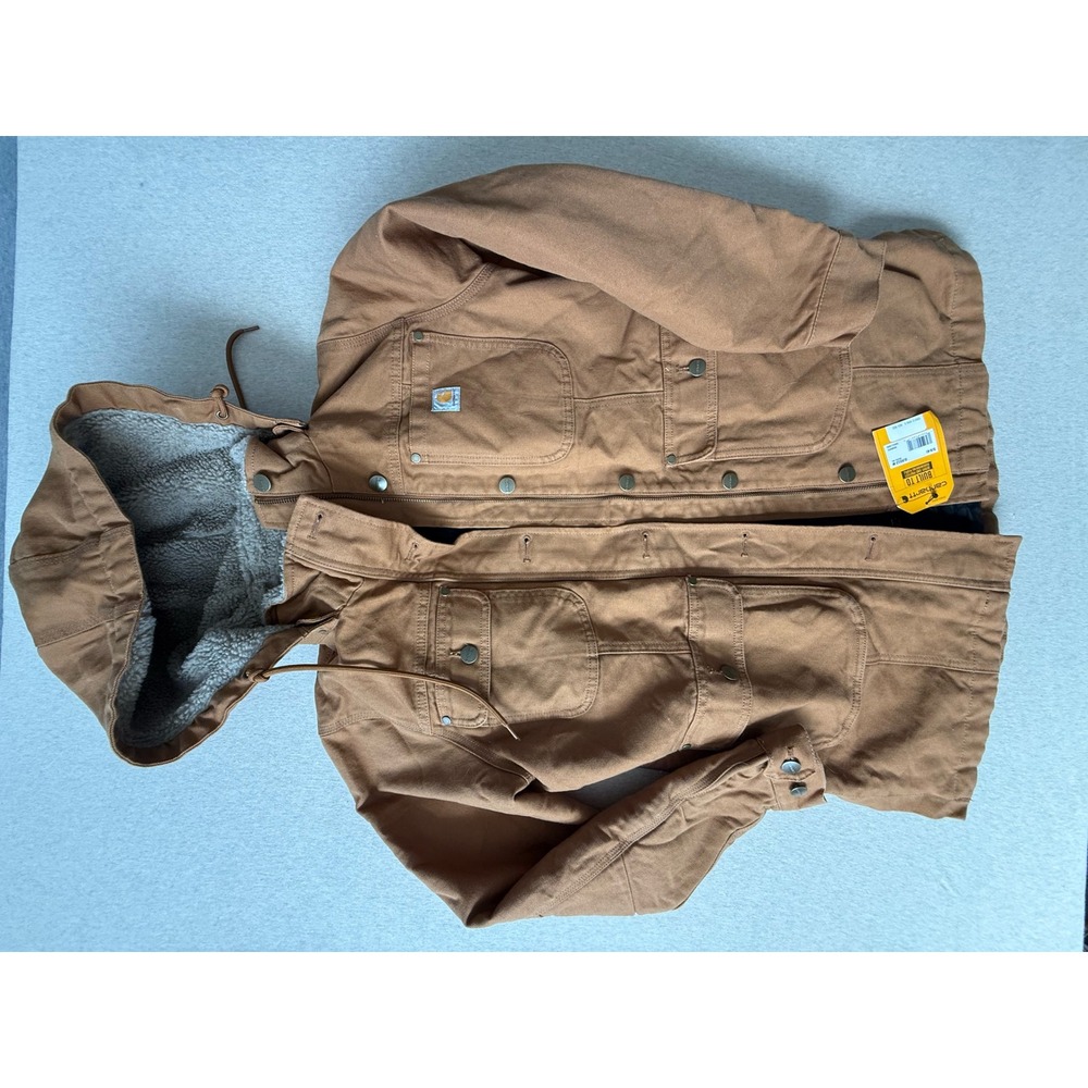 Carhartt Womens Rugged Flex Loose Fit Canvas Jacket Brown OJ5512-W Size S 4-6